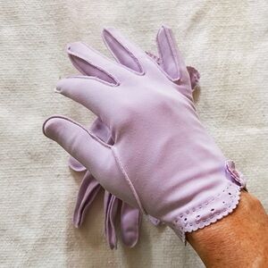 Vintage‎ womens church dress light lavender purple gloves